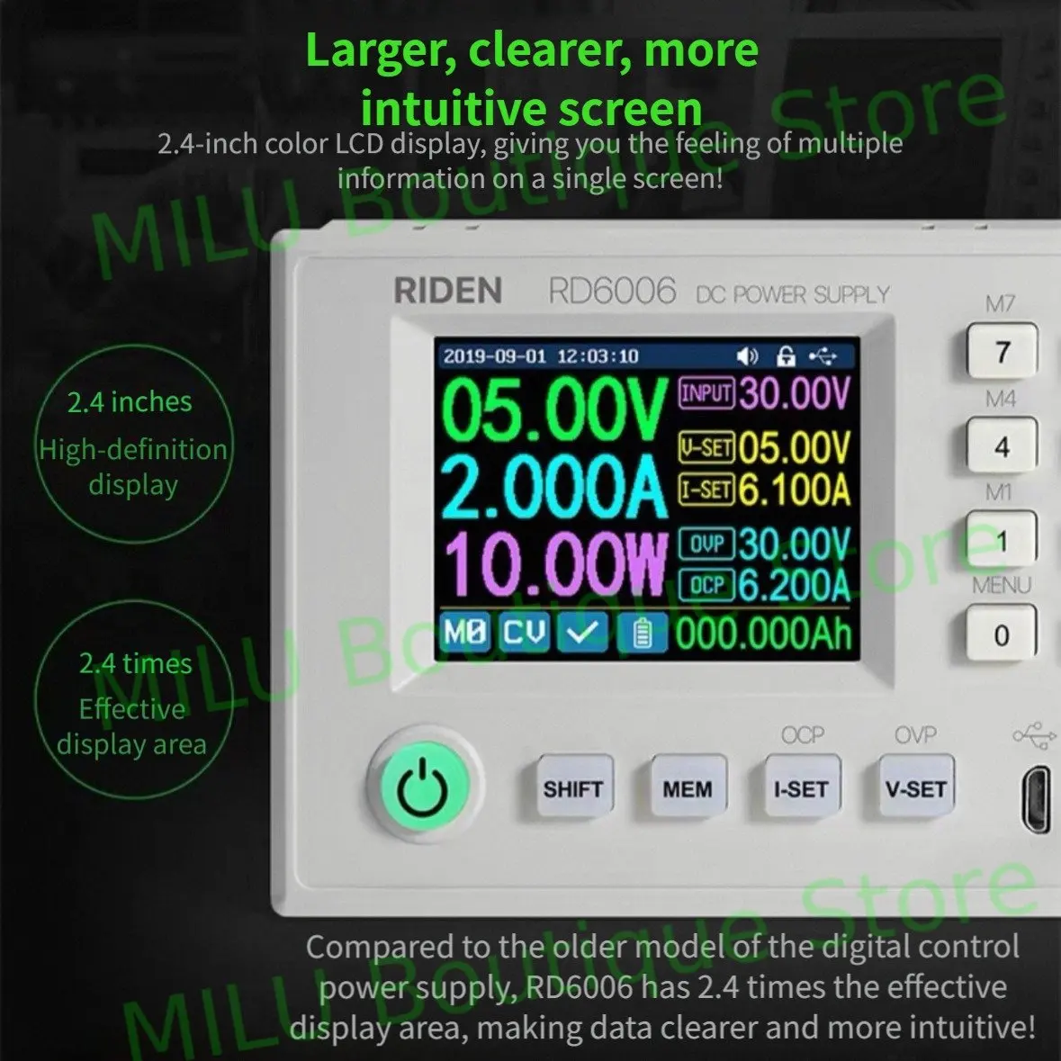 Novo rd6006/rd6006p RD6006-W 60v 24a usb wifi dc ajustável step-down desktop power step-down conversor 2.4 Polegada display colorido