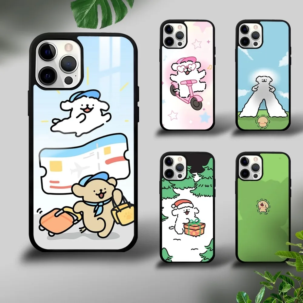 

Korea line Puppy Maltese Phone Case For iPhone 16 15 14 13 12 11 Pro Xs Max Mini Plus Celulares Hard Funda