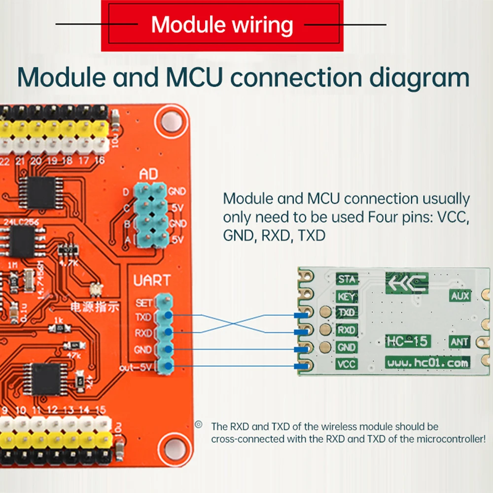 HC-14 wireless module 433MHz receiving and transmitting 1km serial communication data transmission si4438 networking