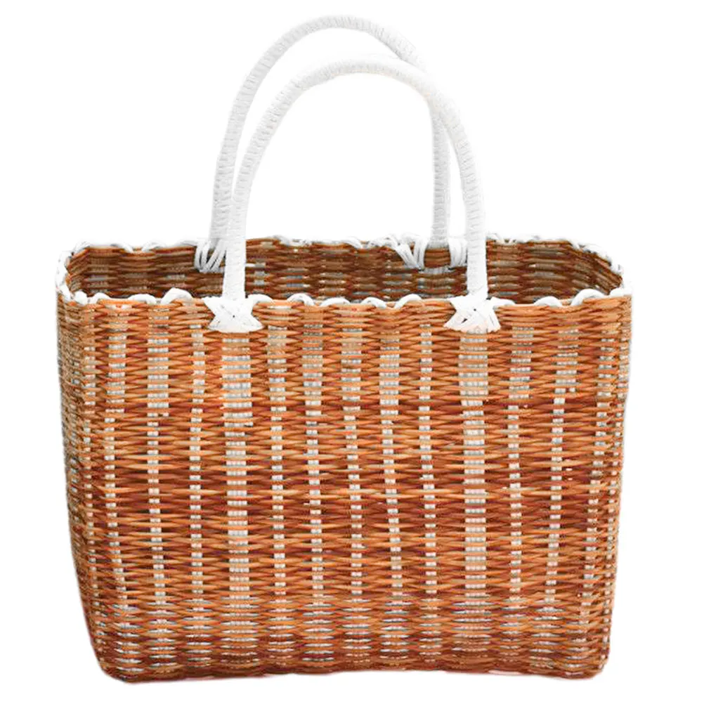 

Plastic Woven Shopping Basket Kitchen Bathroom Multi Function Sundries Container Camping Vegetable Storage Home Hotel Gift Easy