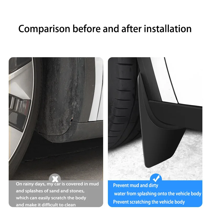 TPE Soft Mud Flaps for Tesla Model3 Highland 2024 Model Y 2024-2021 Mudflaps Splash Guards Mudguards Front Rear Fender Protector