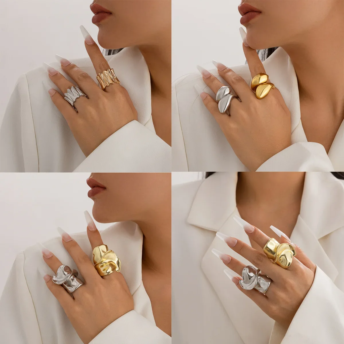 Hip Hop Rings Stainless Steel Ring Woman Official-website Luxury Replica 2024 for You Irregular Fashion Women's Jewelry Sets