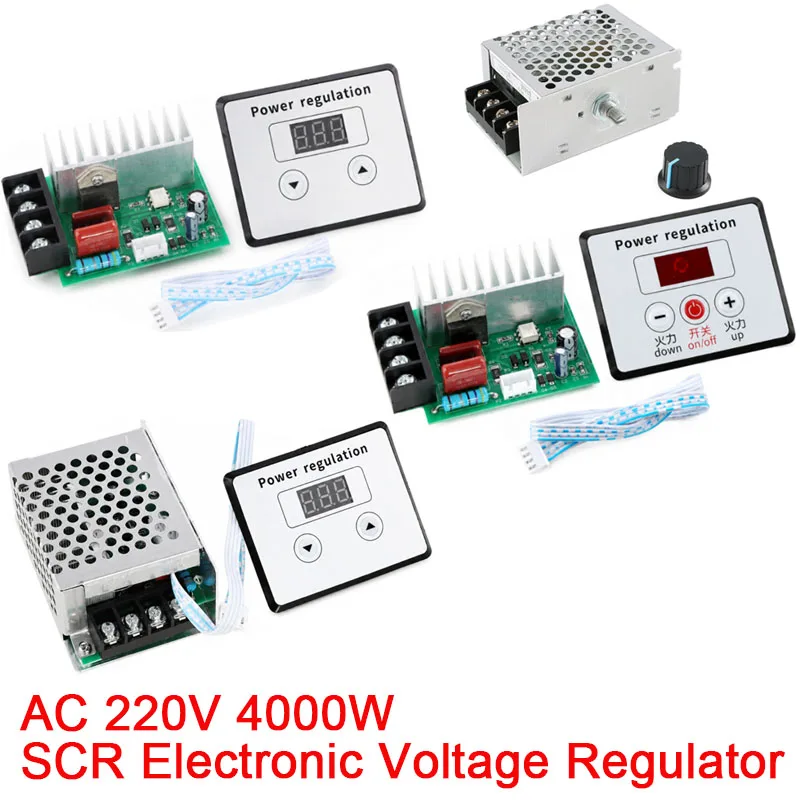 AC 220V 4000W SCR Voltage Regulator Dimming Dimmers Motor Speed Controller Thermostat Electronic Voltage Regulator Module