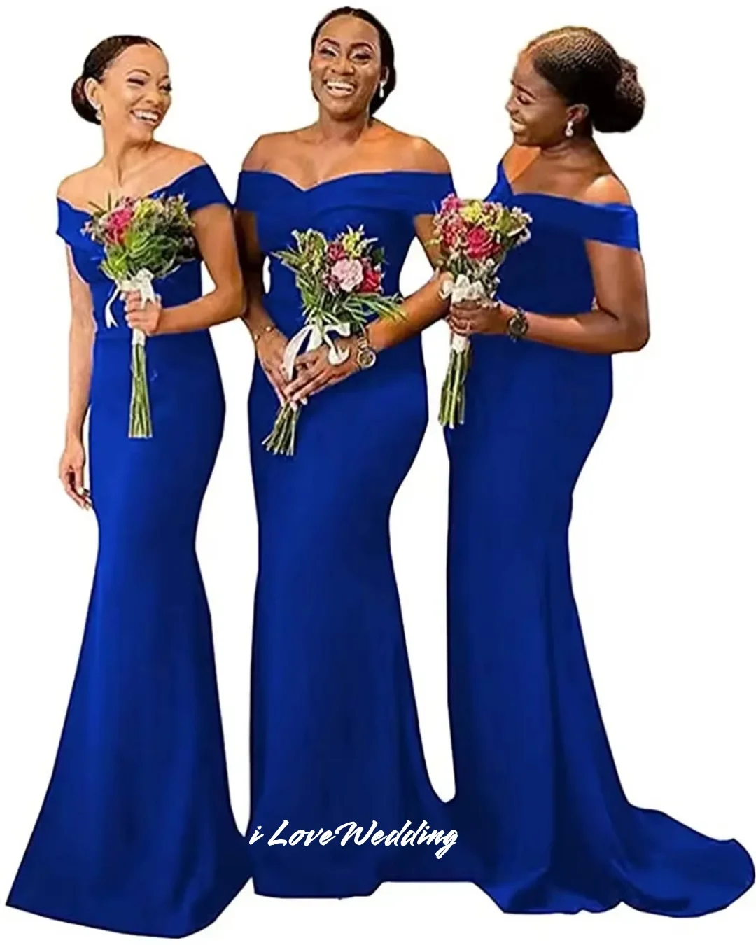 女性のグリーンオフショルダーブライドメイドドレス 2025 サテンストラップレスマーメイドシャーリングスイープトレインウェディングパーティードレスカスタマイズ