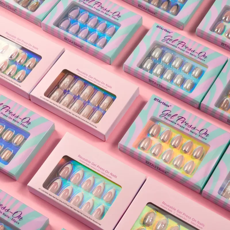 Short Square Almond Fake False Nails Press on Wholesale Acrylic Soft Gel Handmade Private Label Press on Finger