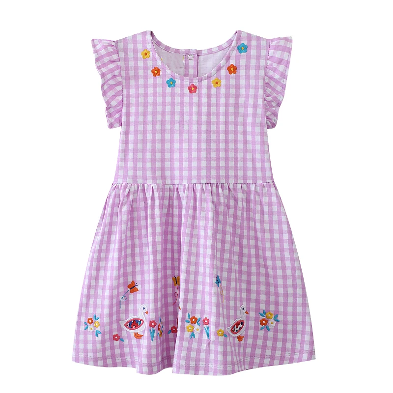 Little Maven Kinderkleidung für Mädchen 2026 Sommer Baumwolle Kleinkind Cartoon Enten Kurzarm Kleider Kinderkleidung Vestidos