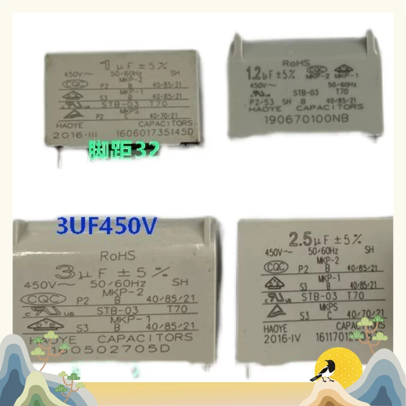 CBB61 Air Conditioning Circuit Board Pin Capacitor 1/1.2/1.5/2.5/3UF
