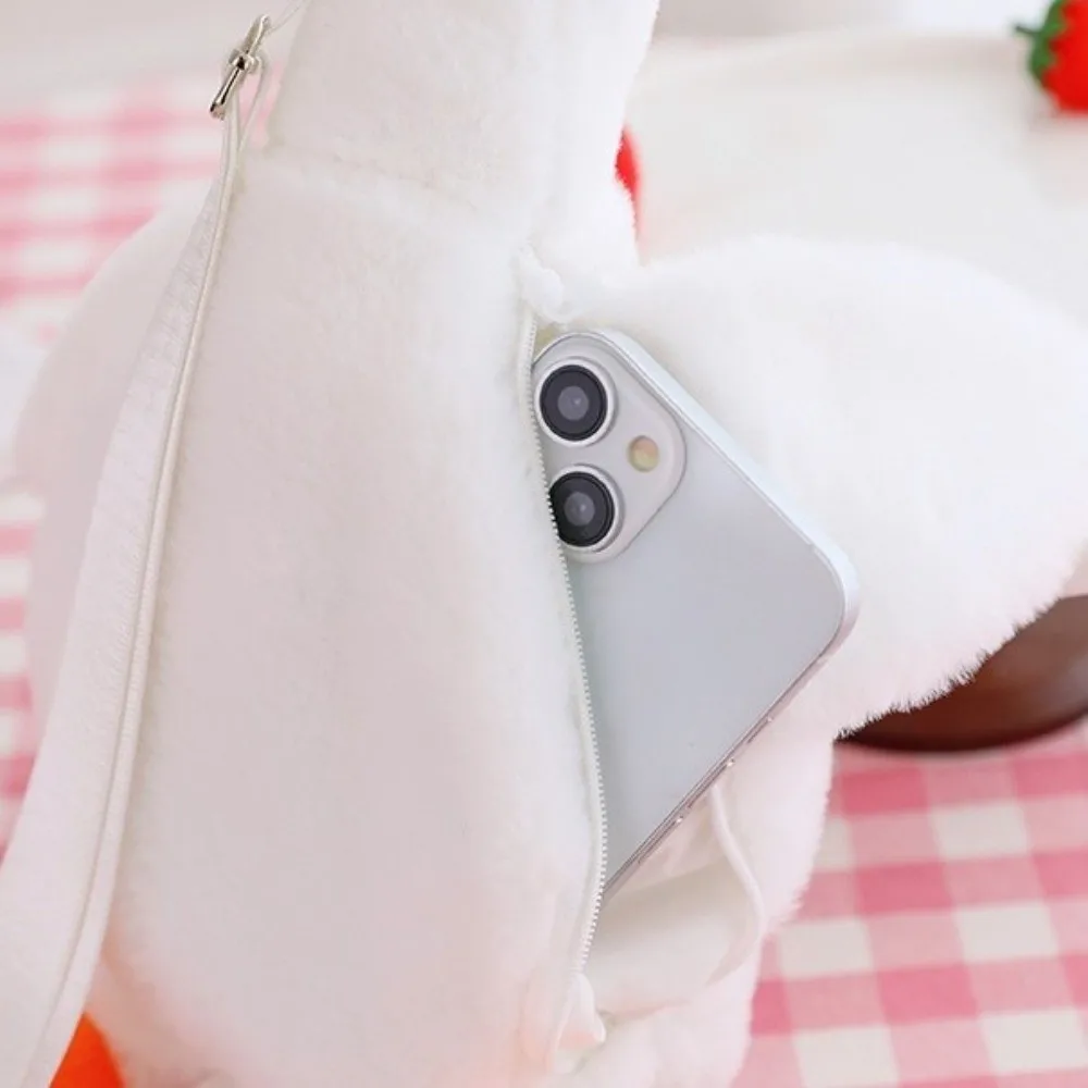 Kawaii White Goose Shoulder Bag Big Capacity Handbag Soft Fluffy Cute Crossbody Bag For Girls Women