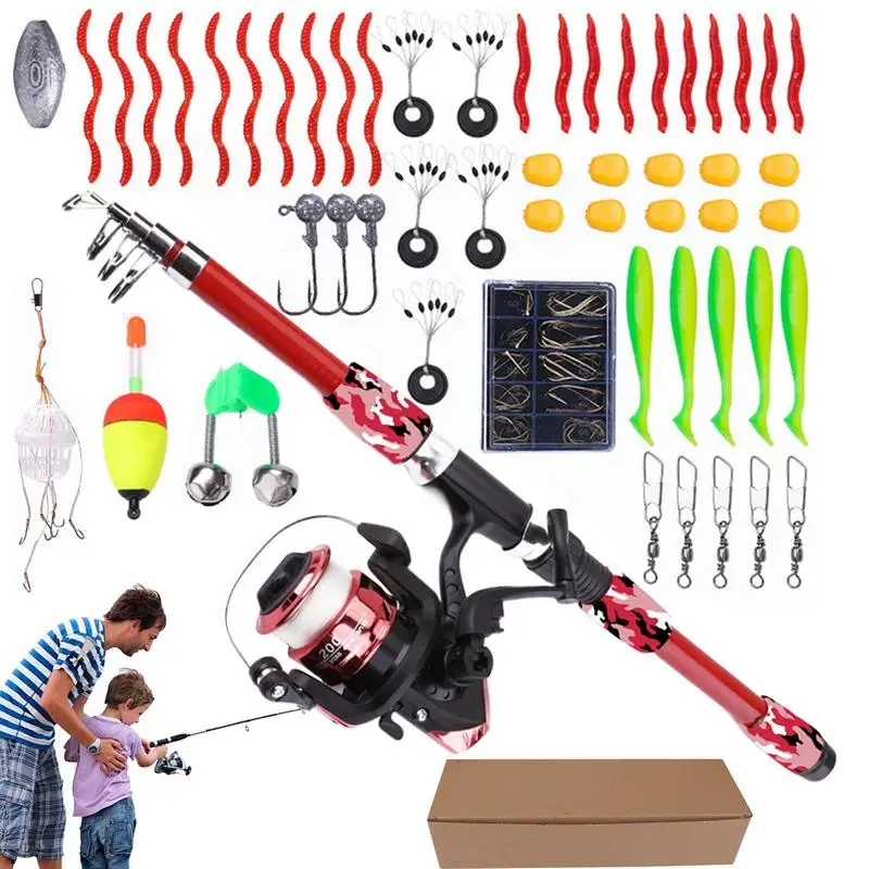 

Kids Fishing Pole Toddler Fishing Gear Set Of 55 Telescopic Portable Kit Pole Combo For Saltwater Dock Shore Boat Kayak Bass