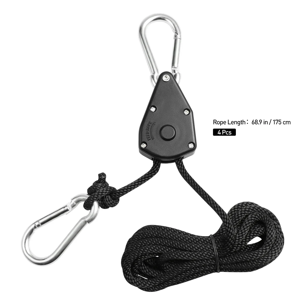 

4 шт. вешалки для освещения растений, сверхмощная регулируемая веревочная подвеска с храповым механизмом, прочная нейлоновая вешалка для освещения растений для садоводства