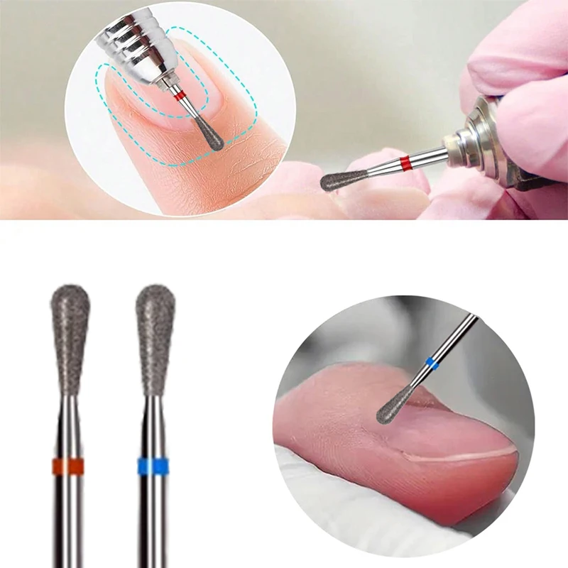 Cortador de fresa de unhas em forma de gota, brocas elétricas para manicure, pontas limpas de cutícula, polidor de rebarbas, acessórios, ferramentas para pedicure