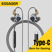 Essager USB Type C 3.5mm Game Wired Earphones In Ear HiFi Headphones Bass Stereo Game Music Earplugs Noice Cancelling Headset