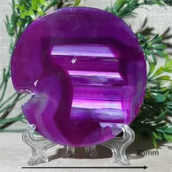 Crystal Natural Slab Agate Stone Quartz Geode Slice Mineral Coaster Polished Energy Healing Reiki Home Decoration+Stand