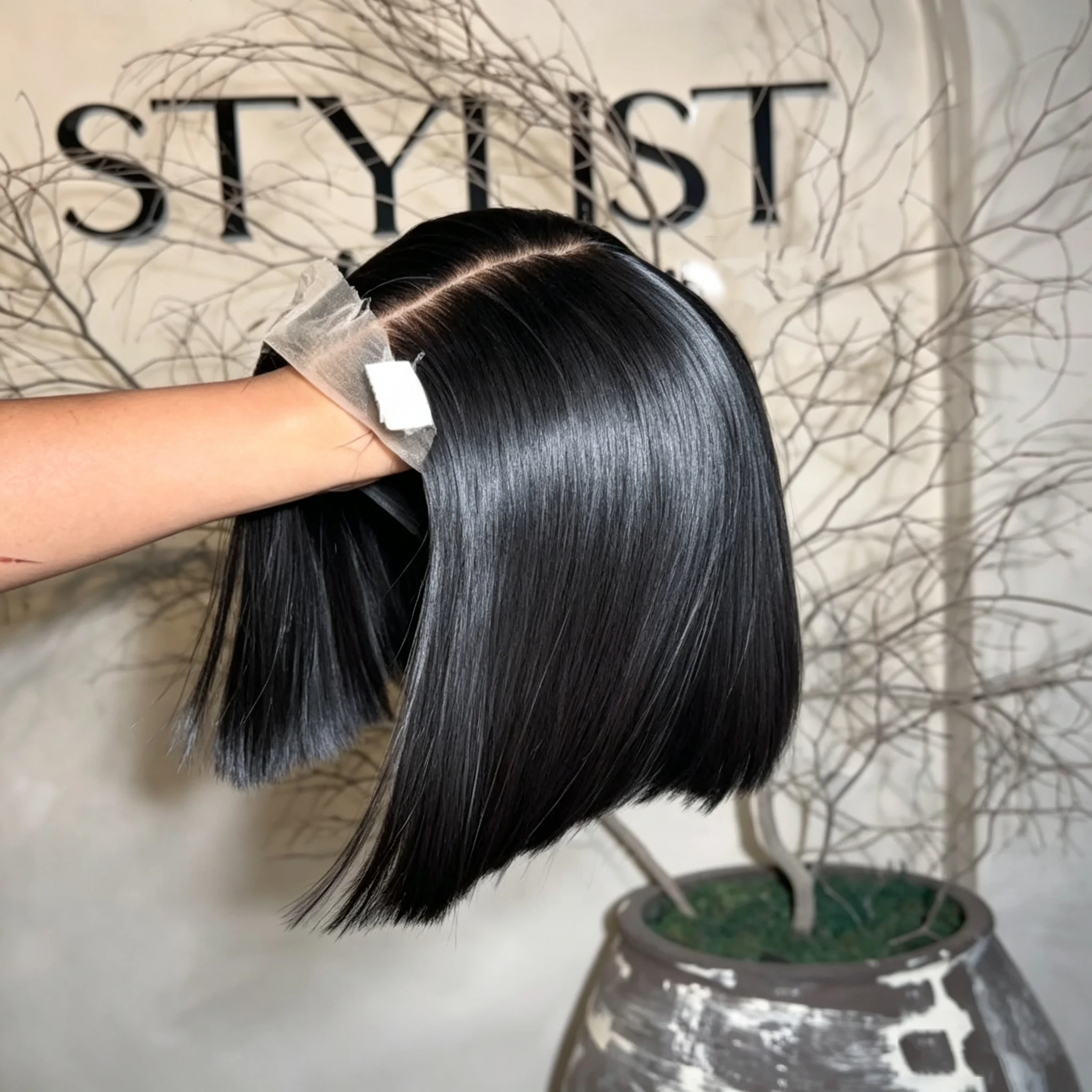 Short Bob 13x6 HD Lace Silky Straight Wig 200% Natural Black Deep Part Lace 5x5 Glueless Wig Human Hair Pre Plucked with Natural Hairline Short Bob Wig For Women