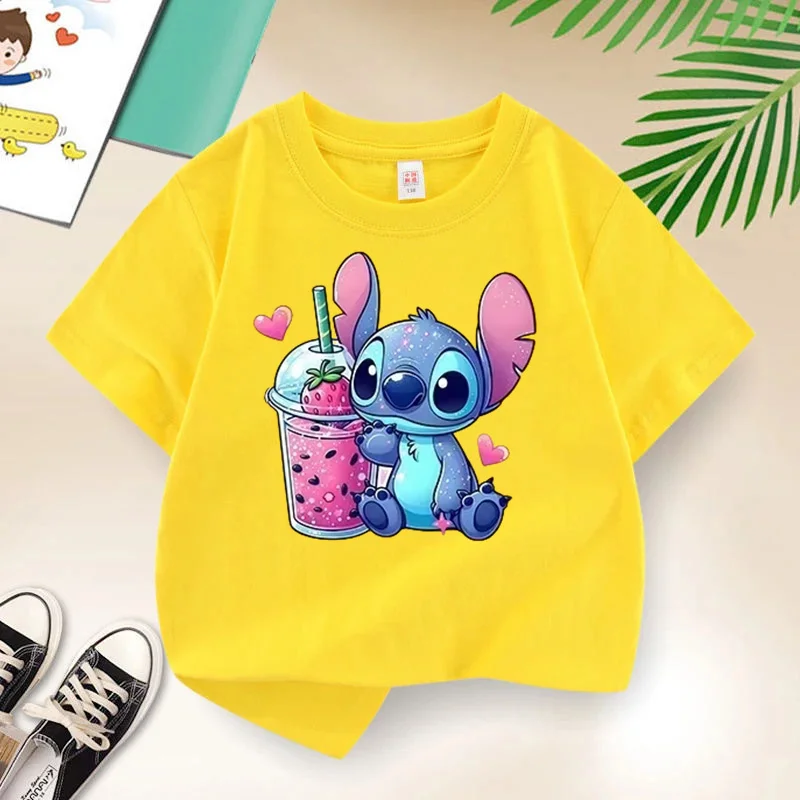 

Disney Lilo Stitch Children T-Shirt Kawaii T Shirt Anime Cartoons Children Casual Clothes Tee Shirt Kid Girl Boy Fashion Y2K Top