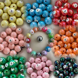1Pc 16mm Round Acrylic Big Hole Billiards Ball Loose Spacer Beads For Jewelry Making DIY Handmade Bracelet Findings