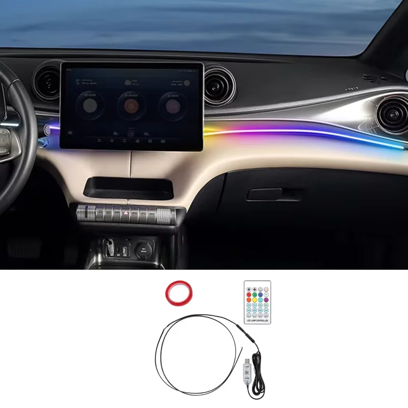 

For BYD Dolphin 2023-2024 Neon Car LED Interior Lights RGB Ambient Light Fiber Optic Kit With APP Wireless Control LED