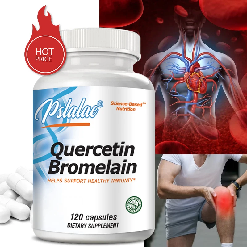 

Quercetin Bromelain Capsules - Antioxidant, Improve Blood Circulation, Supports Heart and Cardiovascular Health, Non-GMO