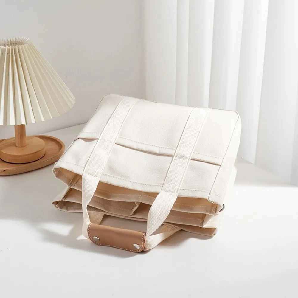 Solid Color Mummy Bag Multifunctional Multi-pocket Canvas Mother's Bag Large Capacity Tote Bag Women Shoulder Bag Diapers