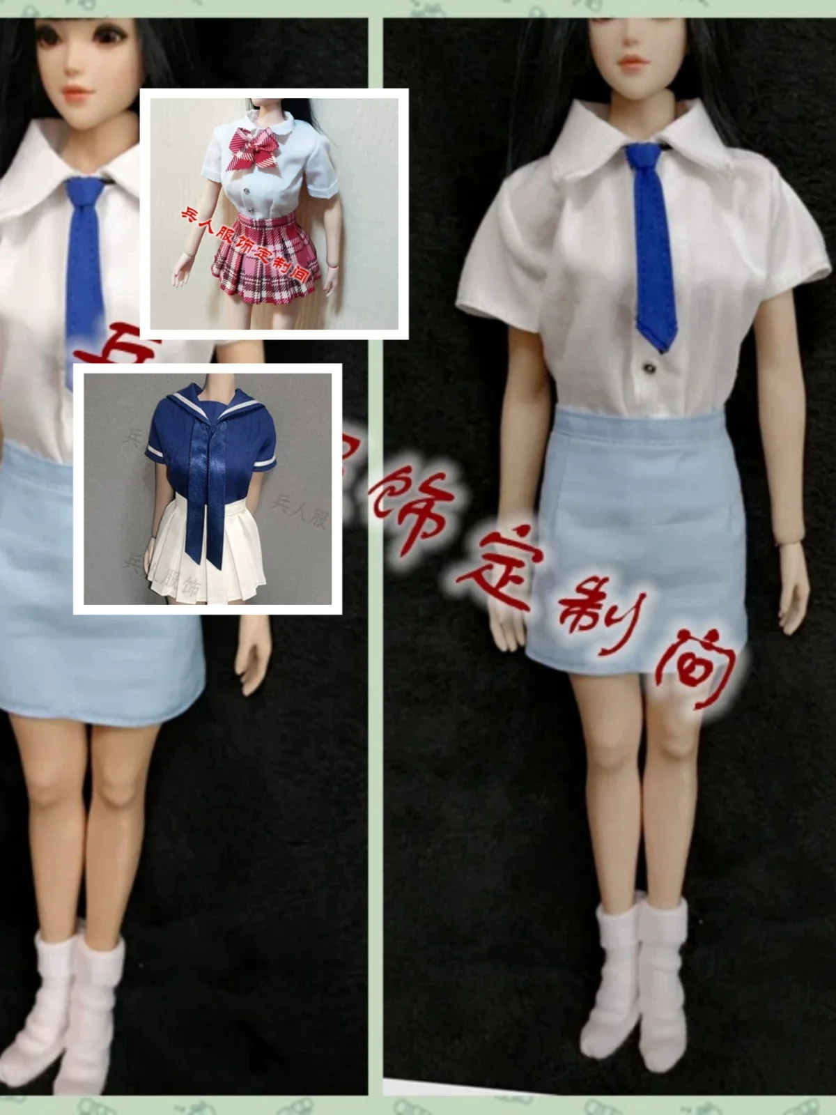 【Only Clothes】1/6 Scale Female Soldier Handmade Sailor Suit Uniform Shirt Pleated Skirt Pinafore Dress Fit 12''Action Body Model