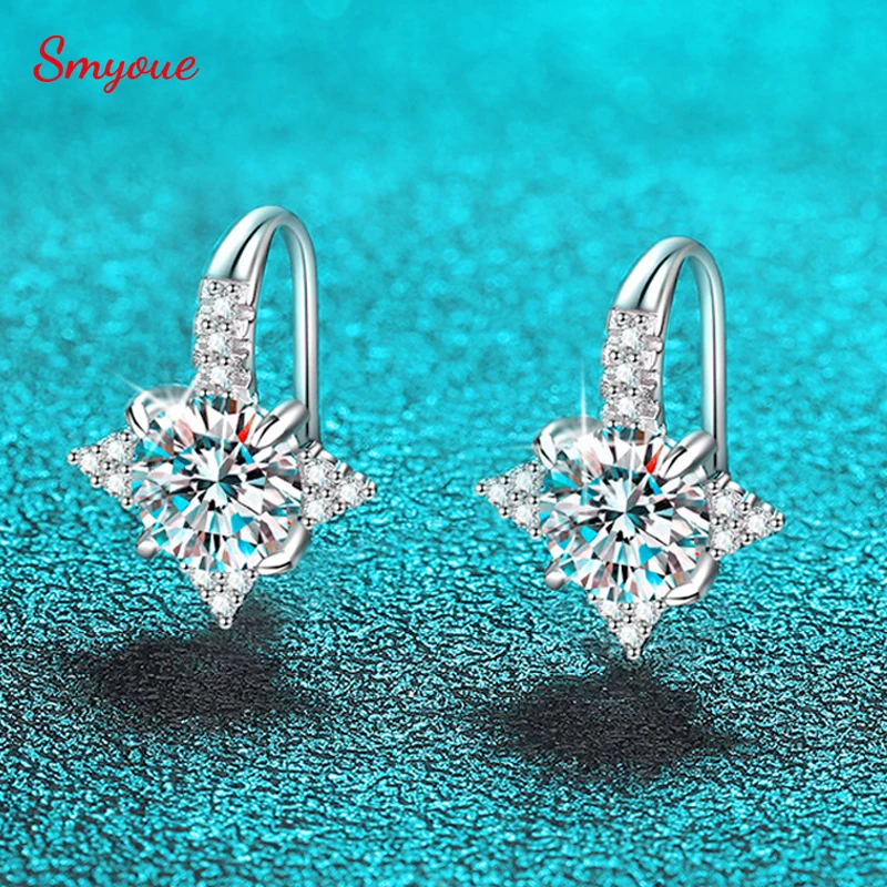 Smyoue 1/2cttw Real Moissanite Diamond Drop Earrings for Women Sparkling Simulated Diamond Ear Jewelry S925 Sterling Silver GRA