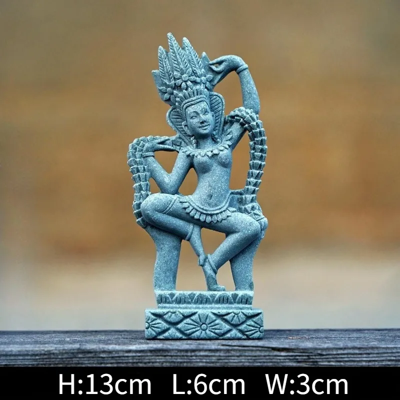 The Smile of Cambodian Souvenirs Angkor Wat Buddha Statue Ornament Cyan Sand Sculpture Fish Tank Decor Aquarium Landscaping