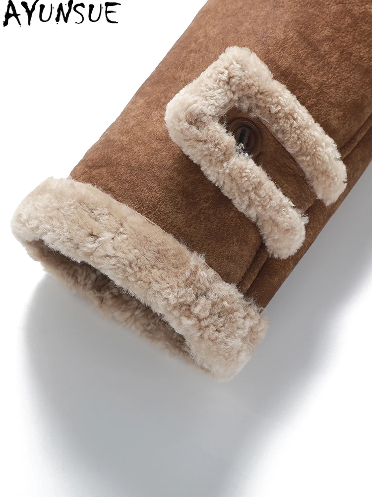 AYUNSUE 2025 Nuova Giacca in Shearling Donna 100% Lana Naturale Giubbotti per Donna Vestiti Giacca in Pelliccia di Agnello di Alta Qualità Abrigo Mujer