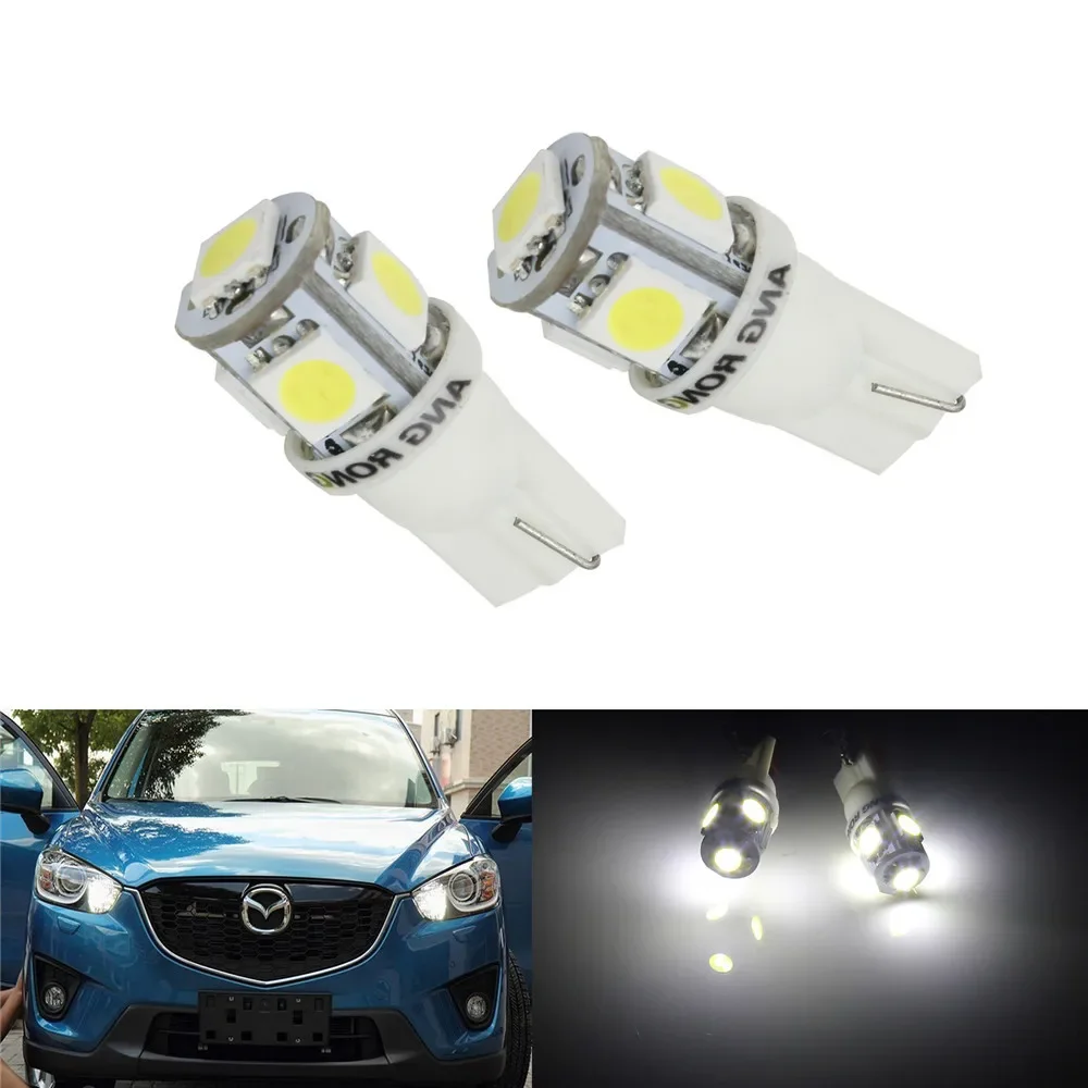 ANGRONG 2x T10 W5W 501 Xenon White 5 SMD Auto Car LED Side Light Indicator Bulbs For BMW E46 E53 E90 E82 E60 X3 E83 E91 Coupe