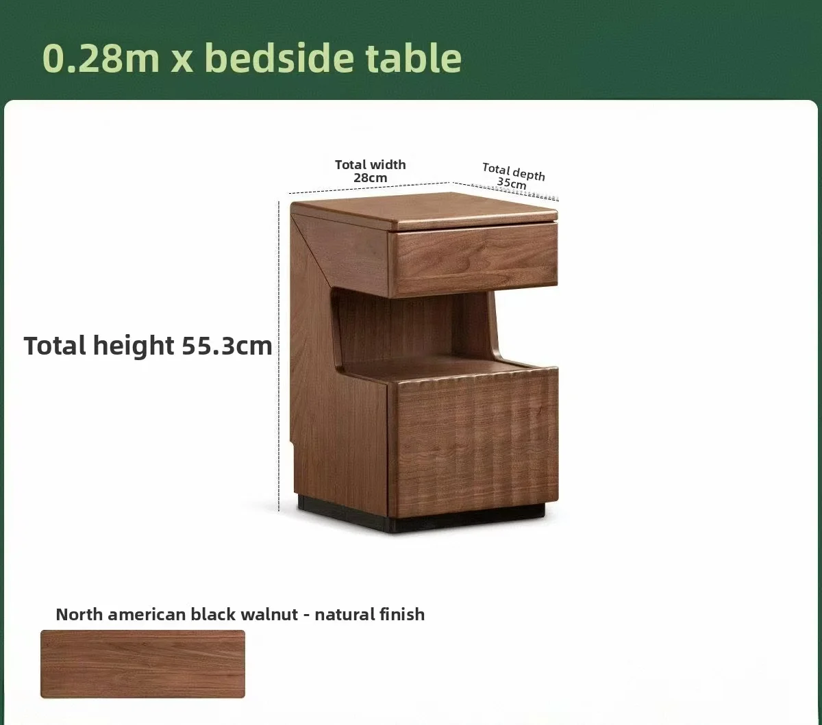 &* Light Luxury Black Walnut Smart Nightstand With Two Drawers For Bedroom Storage