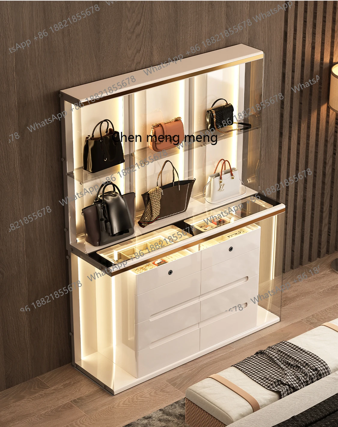 Italian eight-bucket cabinet, cream style jewelry, storage cabinet against the wall, high-end bedroom