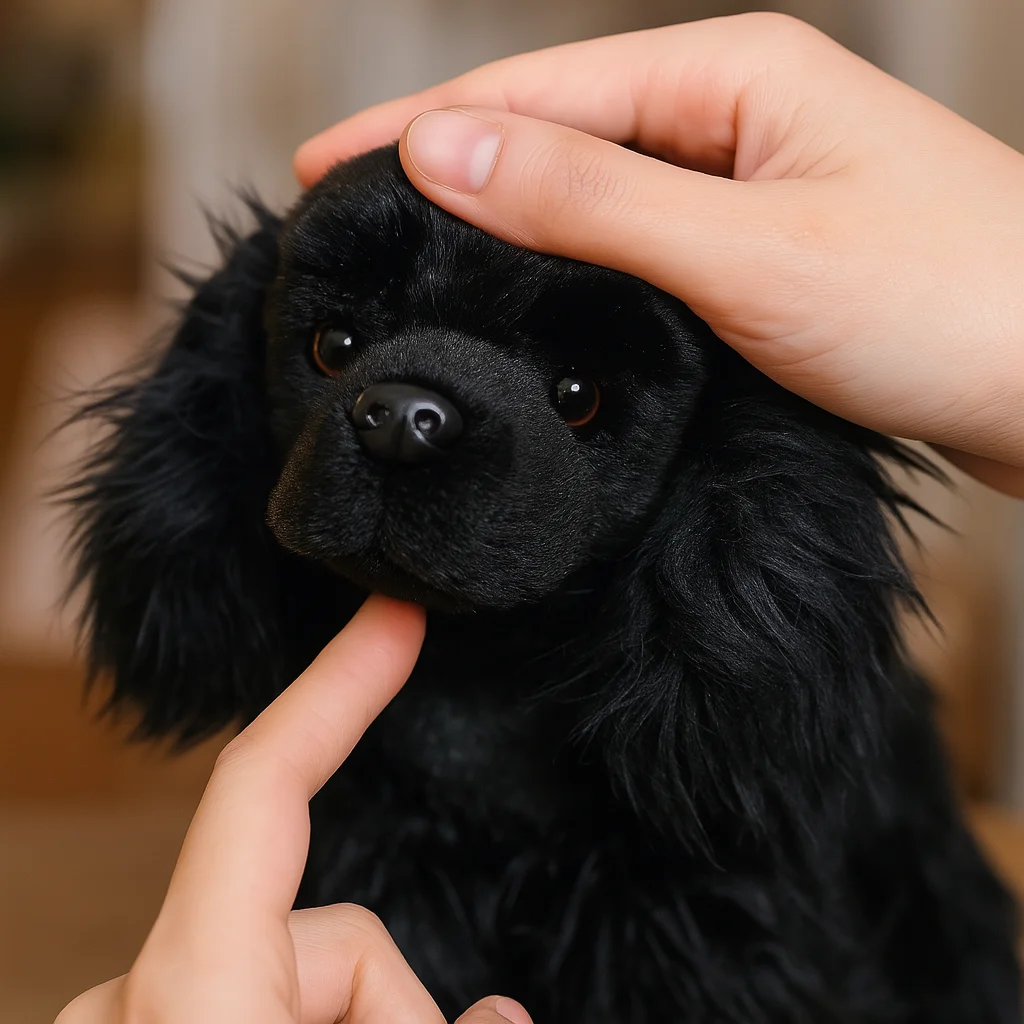 リアルなイングリッシュコッカースパニエルぬいぐるみ犬9.8インチ、リアルなハンティングハウンドぬいぐるみ、柔らかい子犬のギフト、子供向けホームデコ