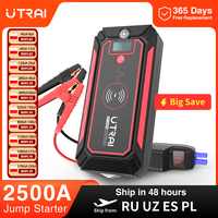 UTRAI 2500A Car Battery Starter Portable Power Bank 10W Wireless Charger LED Light Safety Hammer Car Jump Starter