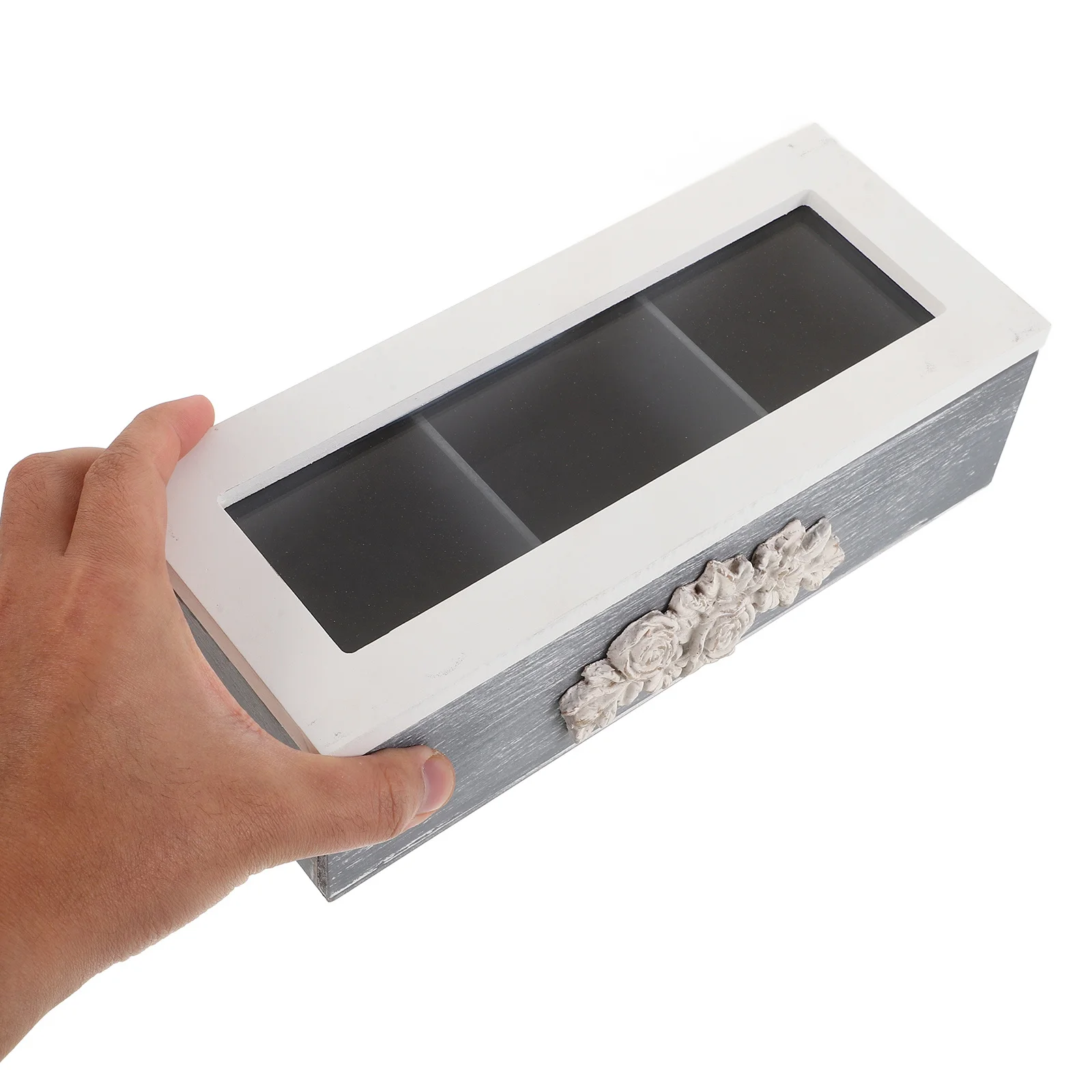 3 فتحات صندوق مجوهرات خشبي منظم تخزين سعة كبيرة للقلائد والخواتم والأقراط والحلي تذكارات درج غطاء شفاف