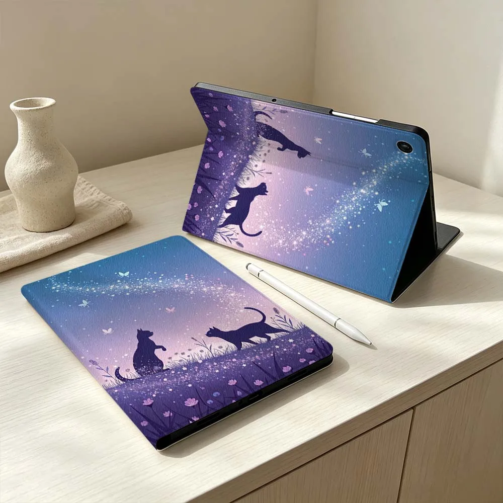 Art Starry Cat Pattern Soft Pen Tray Tablet Case For Samsung Galaxy Tab S11 S10 S9 S8 S7 S6 A11 A9 A8 A7 Lite FE Plus
