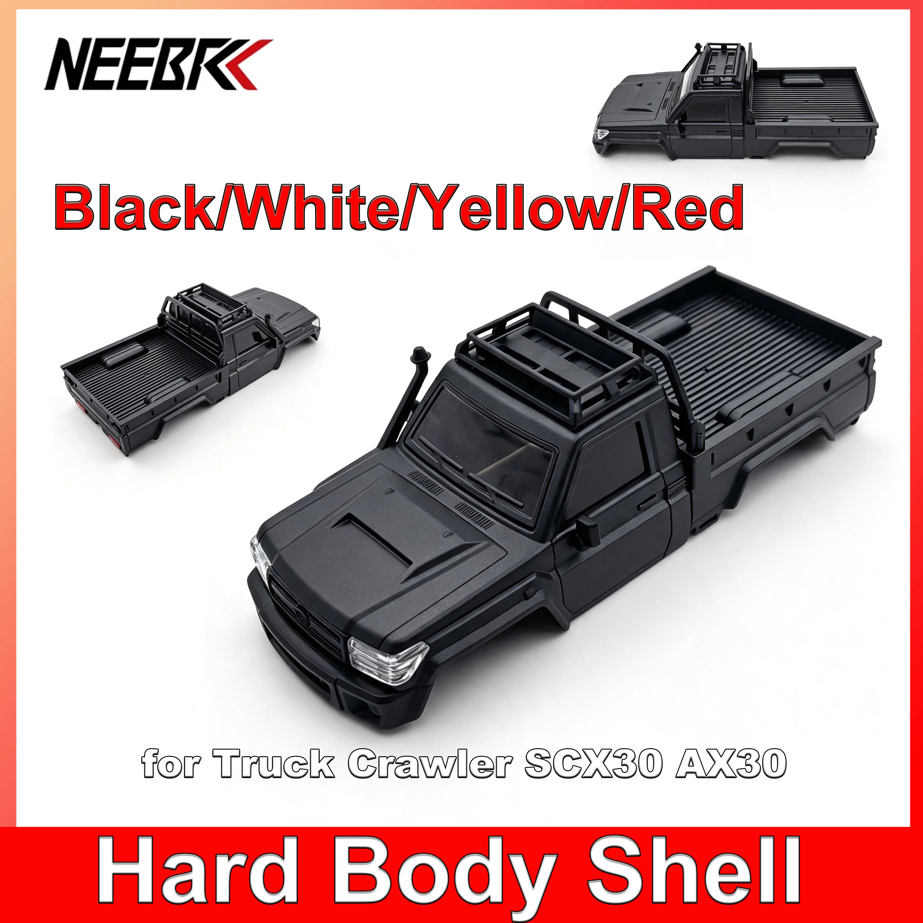 Black/White/Yellow/Red Hard Body Shell for RC Racing Truck Crawler Off-Road Model Toy DIY Upgrade Accessories Axial SCX30 AX30