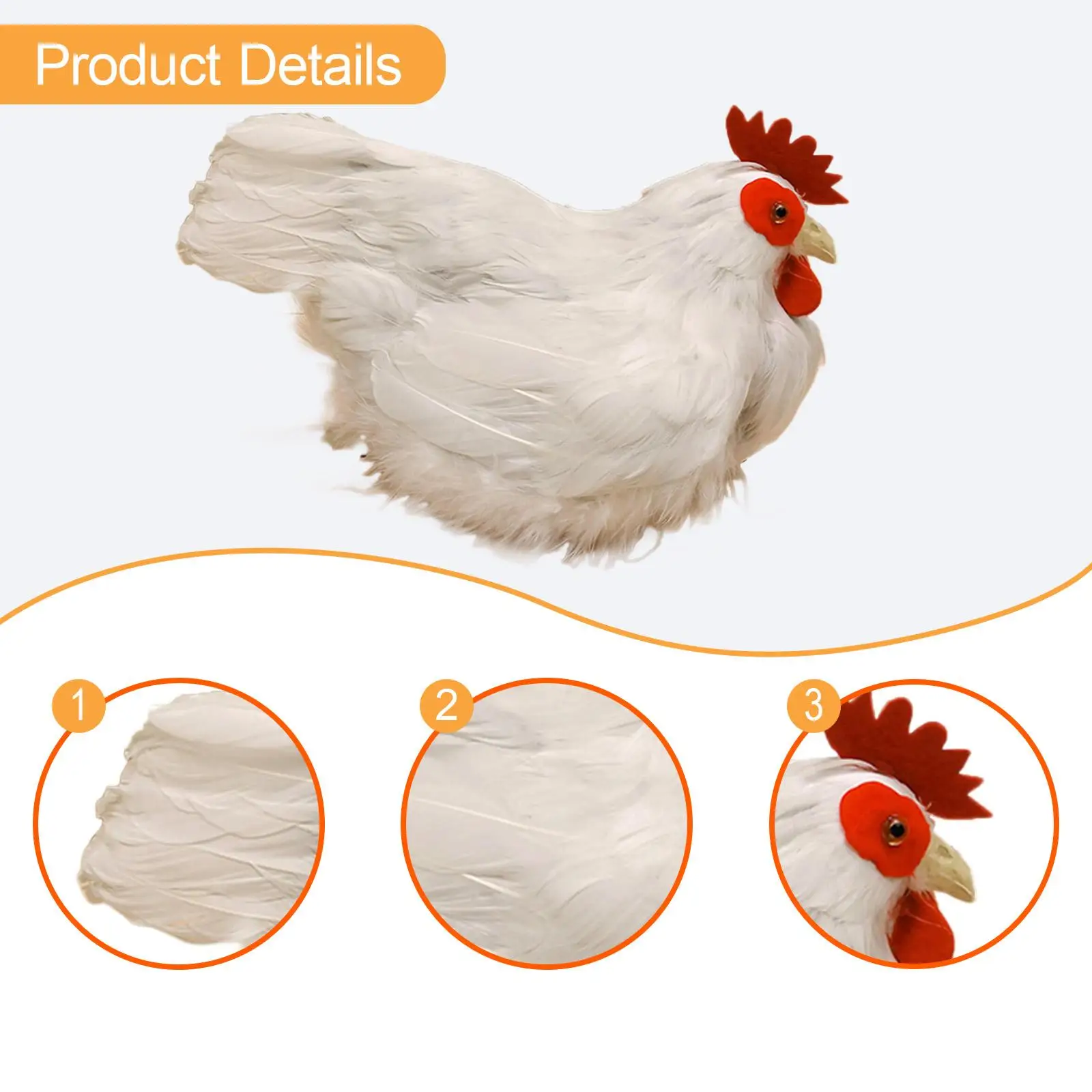 Simulation White Hen Model Lifelike Chicken Decor Bird Decoration Statue for Farm Garden Yard Shop Window Scene
