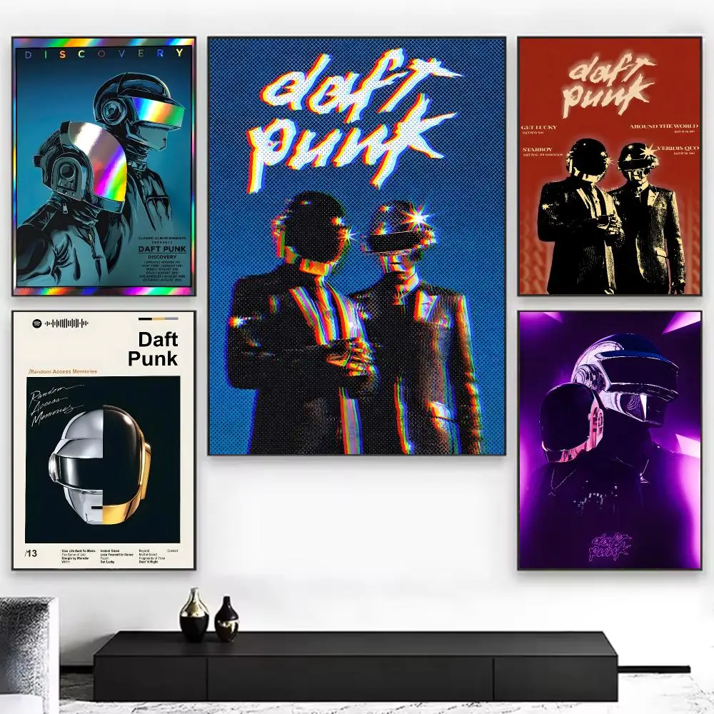 Electronic Band D-daft Punk Poster Chic Aesthetic Self-Stick Wall Poster Bedroom & Dorm Room Decor