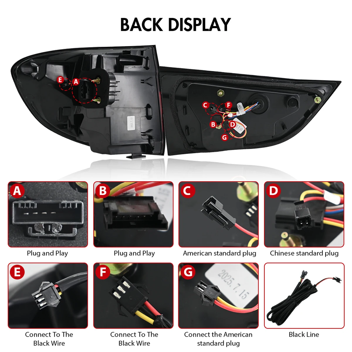 Paar LED-Rückleuchten für BMW 2007-2013 X5 E70 2014-2018 X5 F15 Rücklicht Bremslicht Heckleuchte – Detail 6