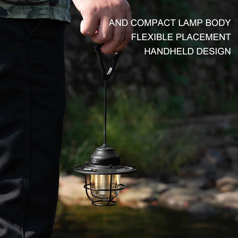 Camping Lantern Hanging Tent Light Type C Charging Dimmable Camping Light 4 Light Modes IPX4 Waterproof  Fishing Camping