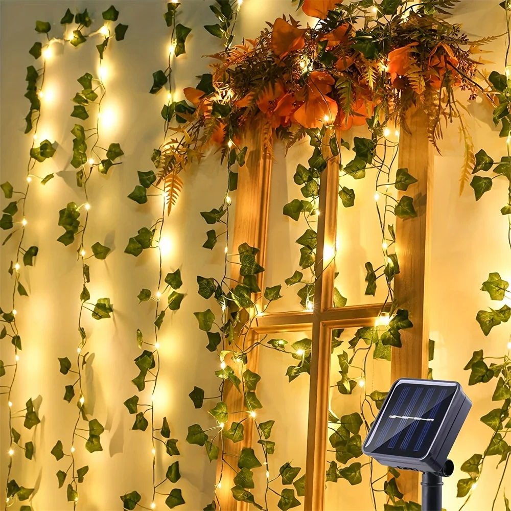 100LEDs Solar Lights Solar Fairy Lights Maple Leaf Outdoor Garland Solar Lamp For Garden Decoration Eid Al-Adha Mubarak