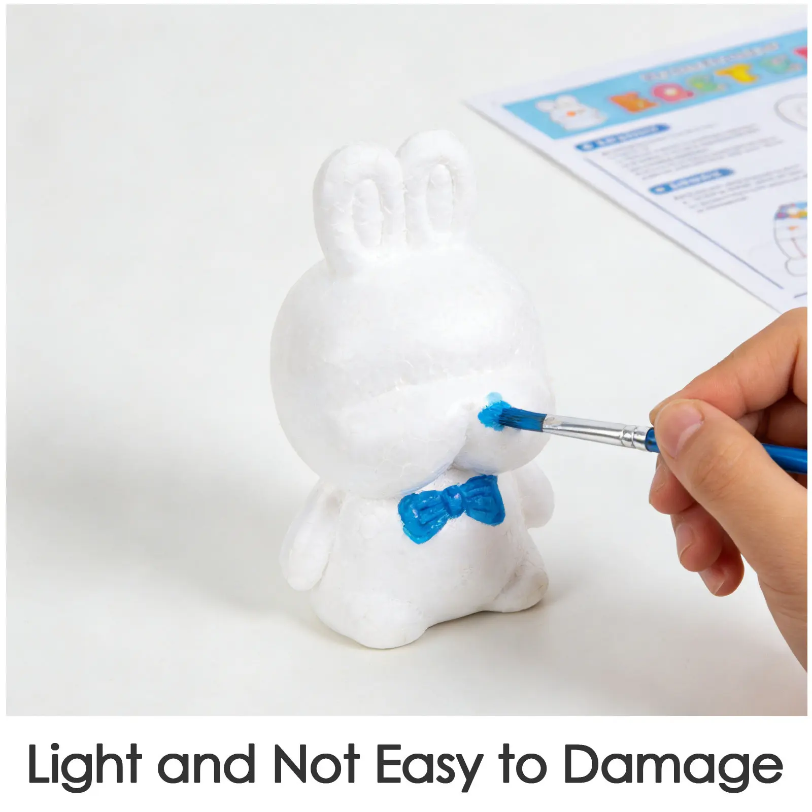 3Pcs Easter Bunny Craft For Easter Table Decoration Art Teacher Foam Unfinished Polystyrene White Painting