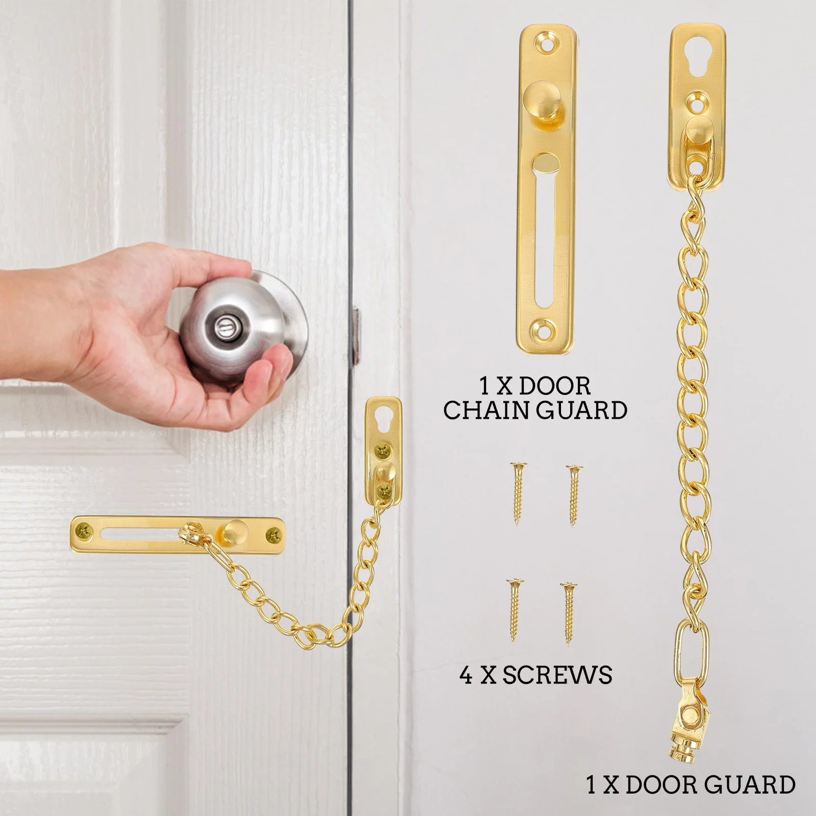 

1Set Door Chain Lock Anti-Theft Security Chain Guard for Home Safety Stainless Steel Door Lock Smooth Touch Elegant Design