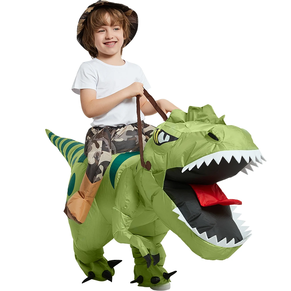 

Kids Inflatable Dinosaur Costume Ride On Spinosaurus Blow Up Outfit for Halloween Party Cosplay Performance