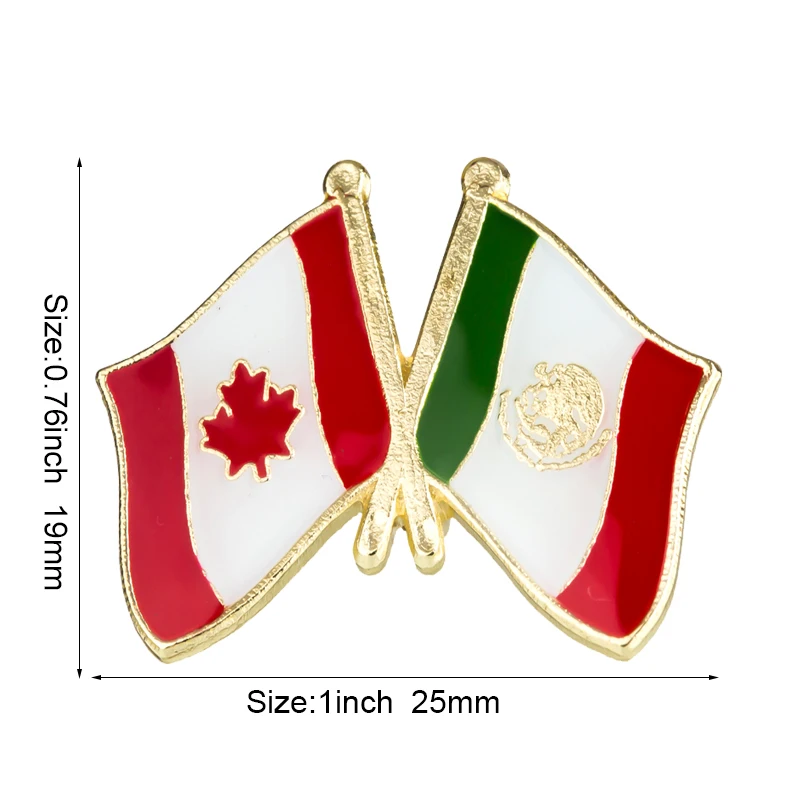 1-3-5-10-50-100pcs Canada & Mexico Badge Brooch Natinal Lapel Pins Flag Lapel Pins Country Flag Badge