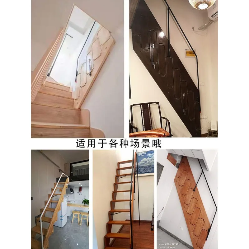 Telescopic stairs Stretching invisible ladder Folding against the wall Straight ladder