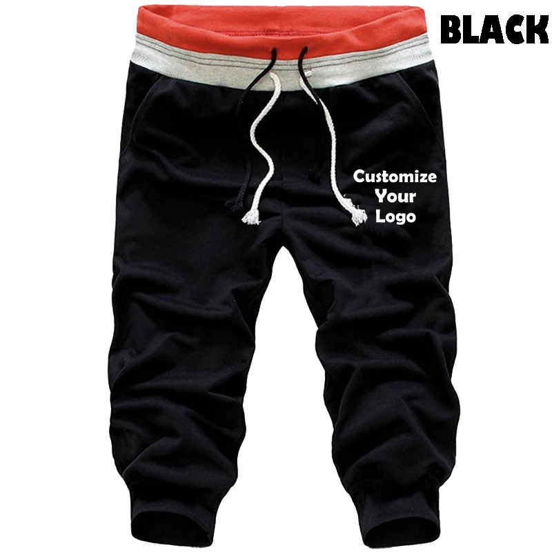 Custom Logo Summer Short Pants Men Breathable Thin Calf-Length Short Sweatpants Loose Running Pants Casual Cropped Trousers