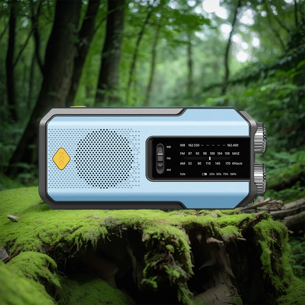 Emergency Hand Crank Radio 2000mAh Power Bank Phone Charger AM/FM/WB NOAA Portable Weather Radio SOS Alarm for Outdoor Survival