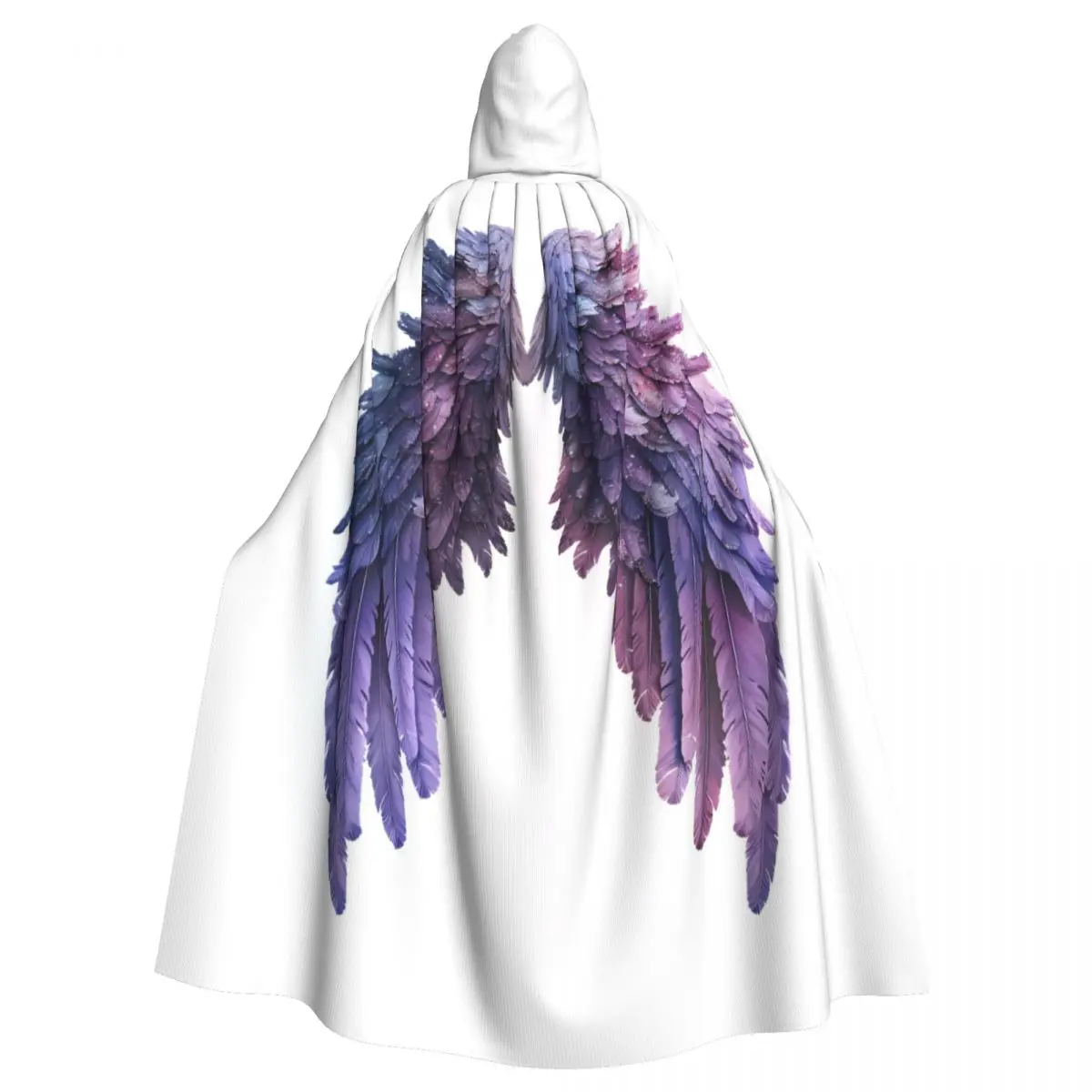 Purple Angel Wings Fantasy Witch Cloak Hooded Cosplay Costume Halloween Adult Long Party Cape