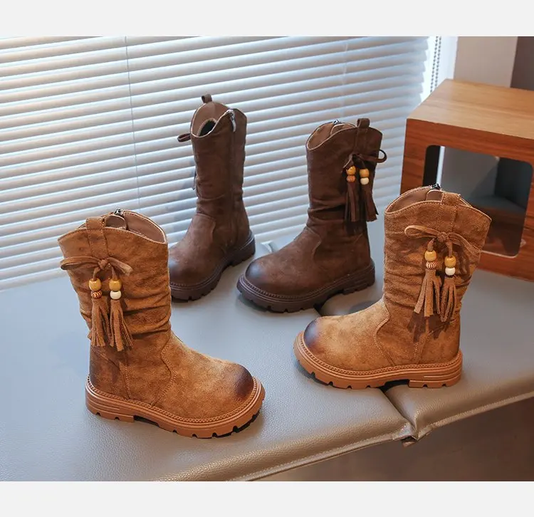 

Модные ботинки для девочек, детские зимние ботинки на мягкой подошве, детские модные ботинки из искусственной замши в стиле пастушки, классические легкие ботинки без шнуровки для малышей