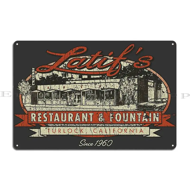 Latif S Restaurant And Fountain 1960 Astrozombie6669 Metal Sign Poster Pub Classic Designing Create Pub Tin Sign Poster